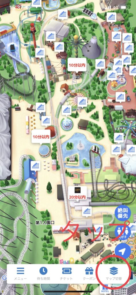 富士急ハイランド公式アプリのマップ